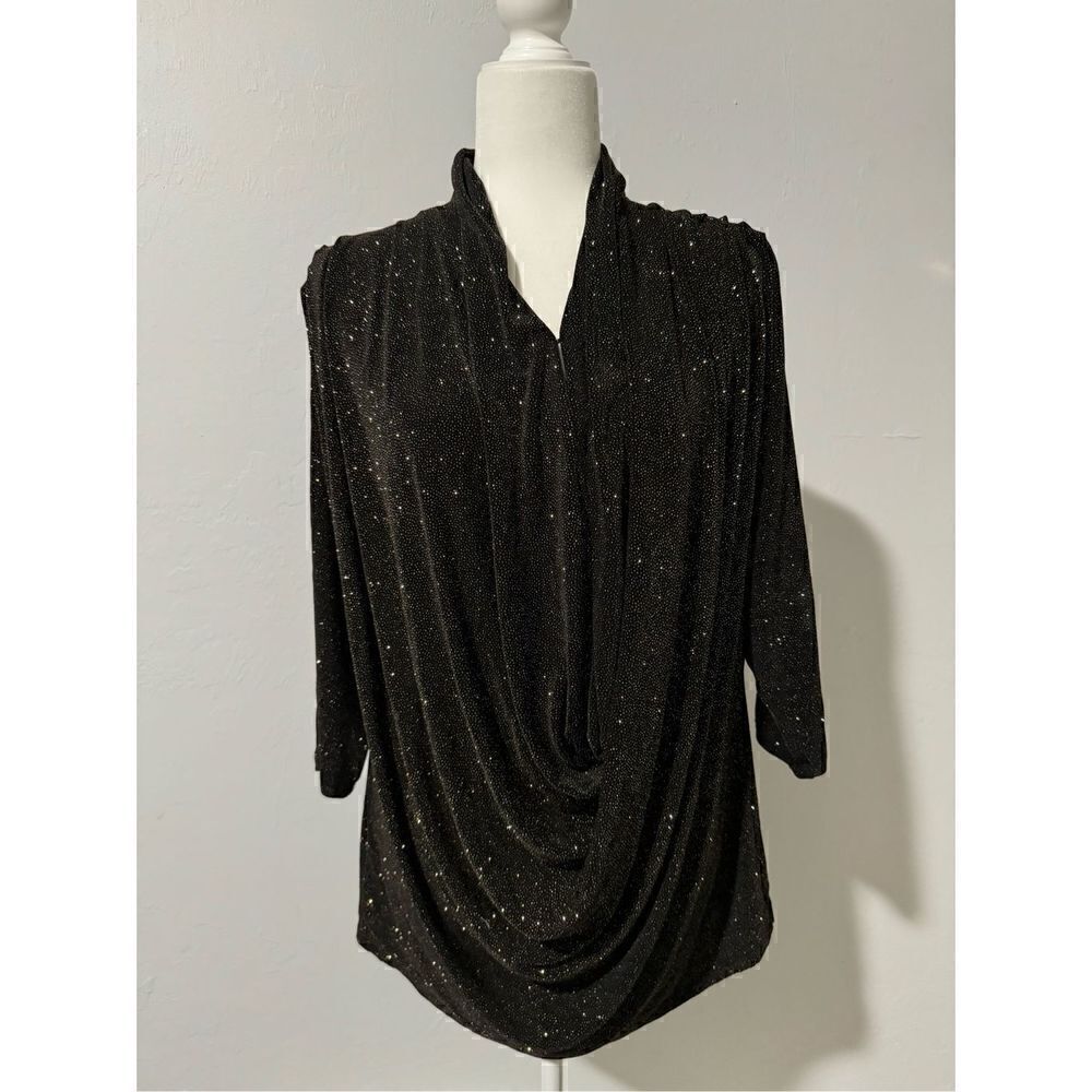 Alice + Olivia cowl neck glitter blouse